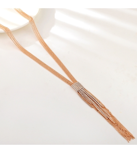 Колие розово позлатяване дълго | Колекция Rose Gold | Бижута Invoke.bg