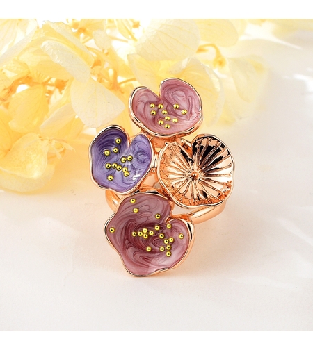 Пръстен розово позлатяване цветна градина | Колекция Rose Gold | Бижута Invoke.bg