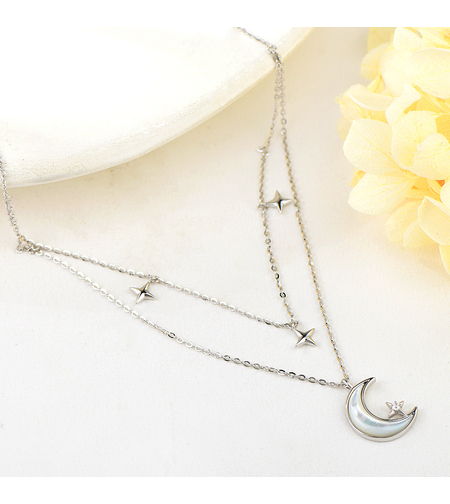 Сребърно колие Луна със седеф | колекция Delicate Silver | Бижута Invoke.bg