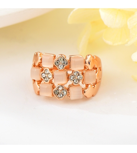 Пръстен розово позлатяване камък котешко ухо | Колекция Rose Gold | Бижута Invoke.bg