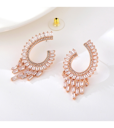 Обеци розово позлатяване прелест с кристали Swarovski | Колекция Rose Gold | Бижута Invoke.bg