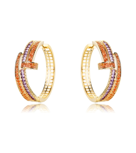 Обеци розово позлатяване с кристали | Колекция Luxury Secret | Бижута Invoke.bg