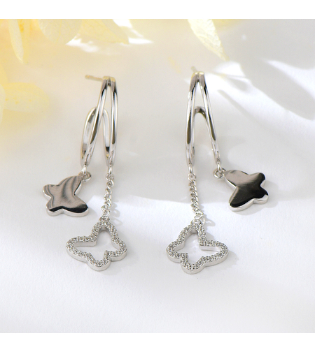 Сребърни обеци Пеперуди с родий | колекция Delicate Silver | Бижута Invoke.bg