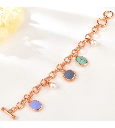 Гривна розово позлатяване с цветен емайл | Колекция Rose Gold | Бижута Invoke.bg