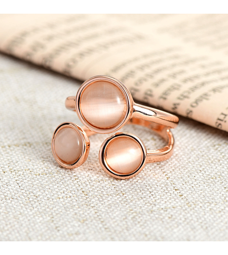 Пръстен розово позлатяване с камък котешко око | Колекция Rose Gold | Бижута Invoke.bg