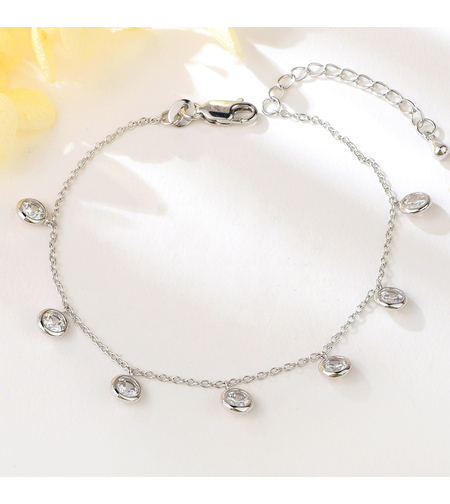 Сребърна гривна Талисмани с платина и кубични циркони | Колекция Silver Premium | Бижута Invoke.bg