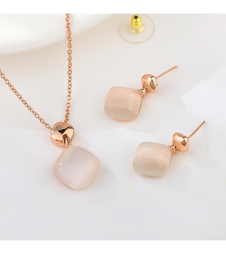 Комплект розово позлатяване котешко око | Колекция Rose Gold | Бижута Invoke.bg