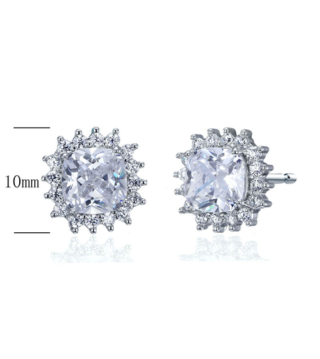 Сребърни обеци платинирани с кубични циркони | Колекция Silver Premium | Бижута Invoke.bg