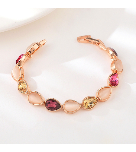 Гривна розово позлатяване с цветни капки | Колекция Rose Gold | Бижута Invoke.bg