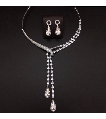 Комплект бяло позлатяване с кристали Swarovski - LSS | Бижута Invoke.bg