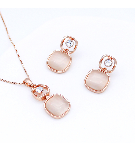 Комплект розово позлатяване котешко око 2610000004939 | Бижута Invoke.bg