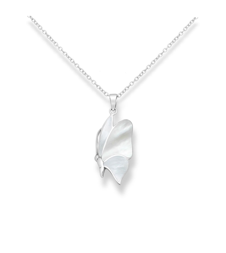 Сребърна висулка с родий Седефена пеперуда | Бижута Invoke.bg