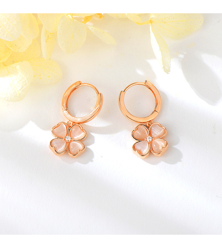 Сребърни обеци Цветя с розово позлатяване | колекция Delicate Silver | Бижута Invoke.bg