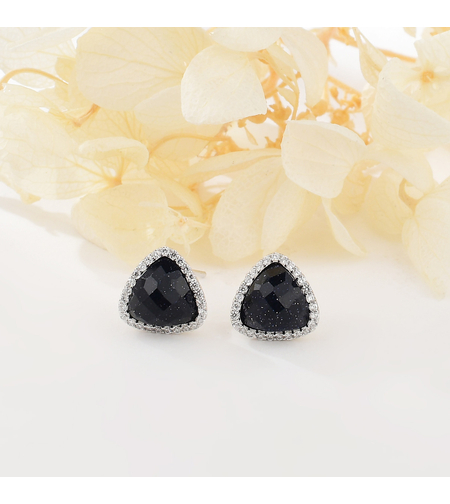 SILVER EARRINGS WITH BLACK CRYSTALS