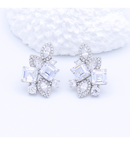 Сребърни обеци с камъни циркон | Колекция Silver Premium | Бижута Invoke.bg