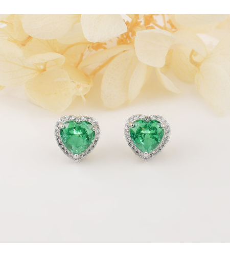 GREEN HEARTS CRUSHED ICE EARRINGS