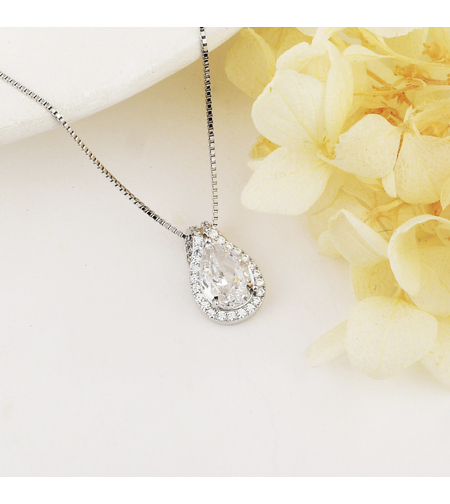 Сребърно колие кристална сълза | Бижута Invoke