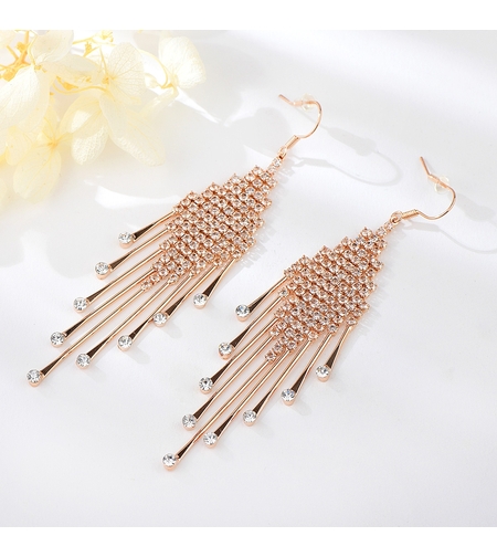 Обеци розово позлатяване полилеи | Колекция Rose Gold | Бижута Invoke.bg