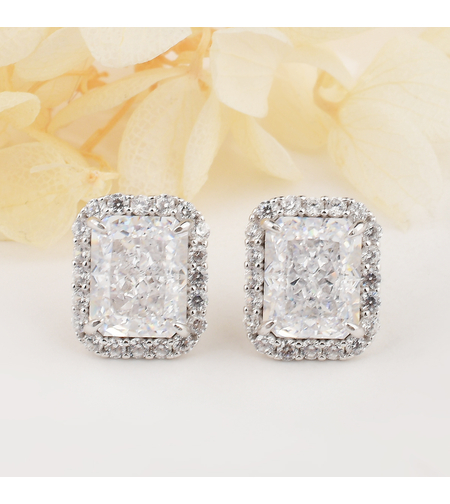 Сребърни обеци правоъгълни | Колекция Crushed Ice | Бижута Invoke