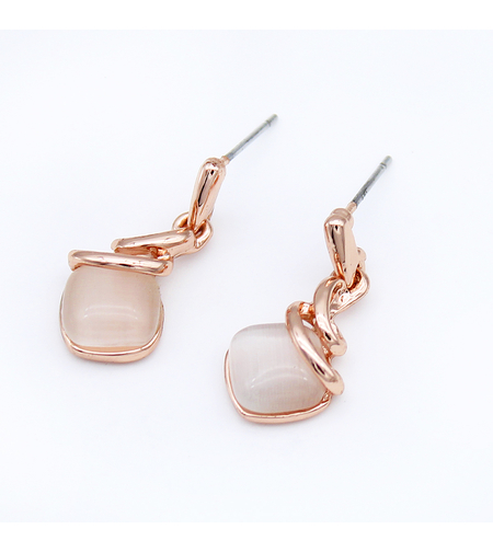 Обеци розово позлатяване котешко око 1000000000320 | Колекция Rose Gold