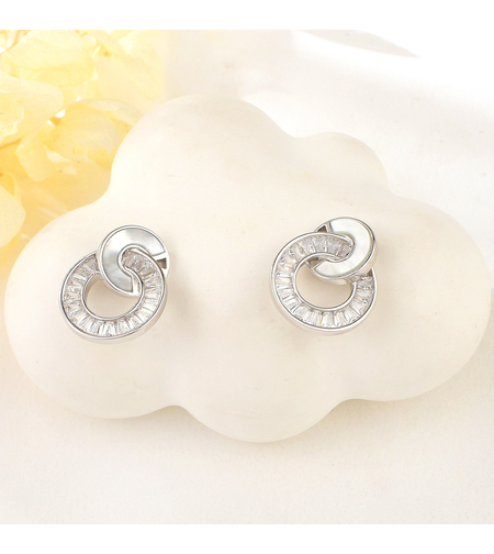 Сребърни обеци с родий кръгла форма | колекция Delicate Silver | Бижута Invoke