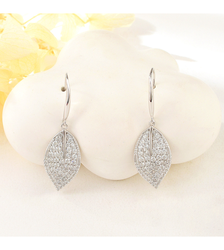 Сребърни обеци Листа с родий | колекция Delicate Silver | Бижута Invoke.bg