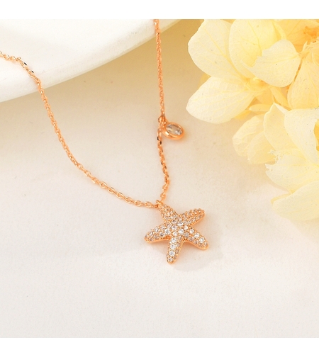 Колие розово позлатяване морска звезда | Колекция Rose Gold | Бижута Invoke.bg