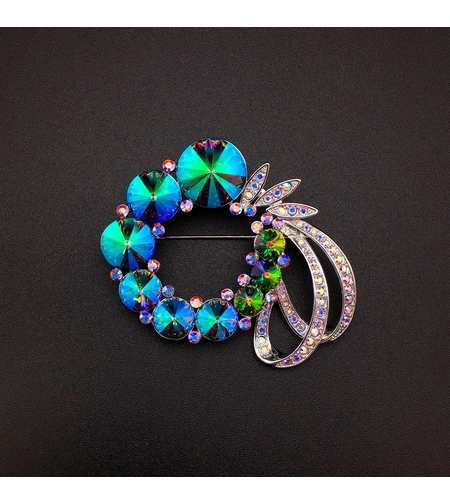 Брошка бяло позлатяване 'Тюркоазен венец'  | Бижута Invoke.bg