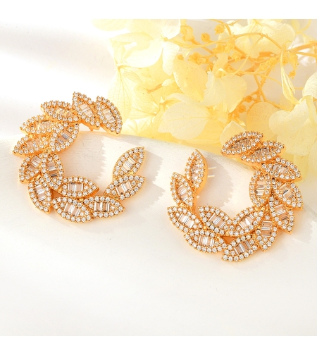 Обеци розово позлатяване Листа | Колекция Luxury Secret | Бижута Invoke.bg