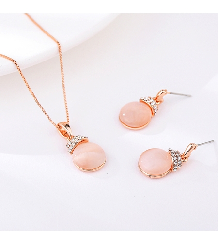 Комплект розово позлатяване котешко око | Колекция Rose Gold | Бижута Invoke.bg