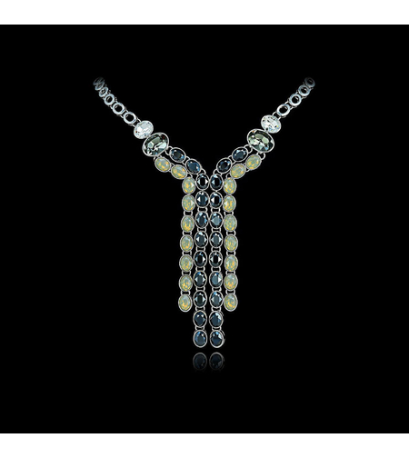 Колие бяло позлатяване с кристали Swarovski | Бижута Invoke.bg