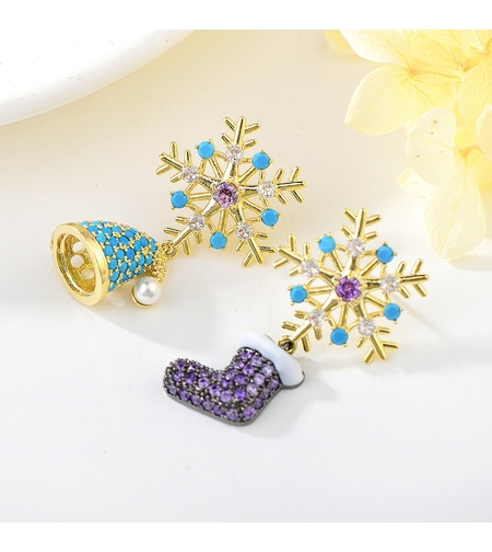 Коледни обеци 'Снежинки' жълто позлатяване | Бижута Invoke.bg