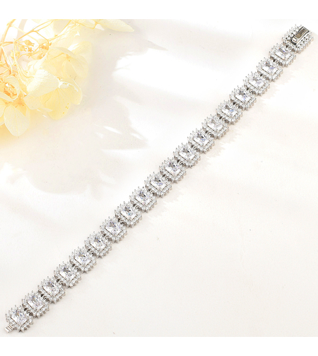 Сребърна гривна с платина и кубични циркони | Колекция Silver Premium | Бижута Invoke.bg