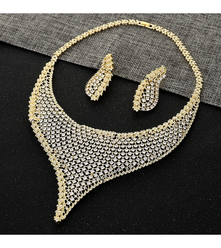 Комплект жълто позлатяване кристални капки | Колекция Luxury Secret | Бижута Invoke.bg