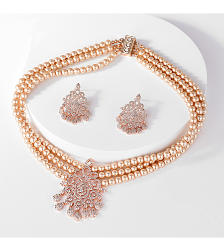 Комплект розово позлатяване с перли - LSS | Колекция Luxury Secret | Бижута Invoke.bg