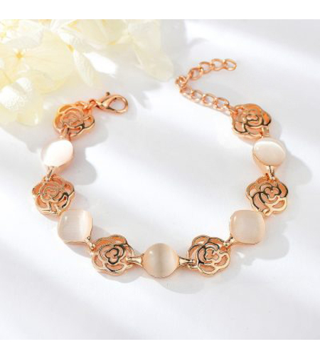 Гривна розово позлатяване с камък котешко око | Колекция Rose Gold | Бижута Invoke.bg