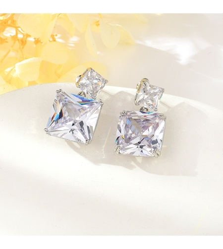 Обеци бяло позлатяване | Колекция Luxury Secret | Бижута Invoke