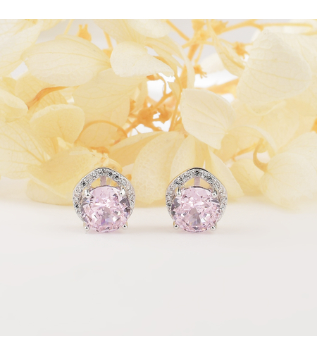 PINK ROUND CRUSHED ICE EARRINGS