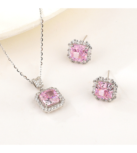 SILVER PINK CRUSHED ICE SET