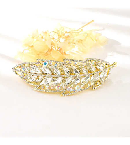 LEAF HAIR CLIP YELLOW GOLD PLATING