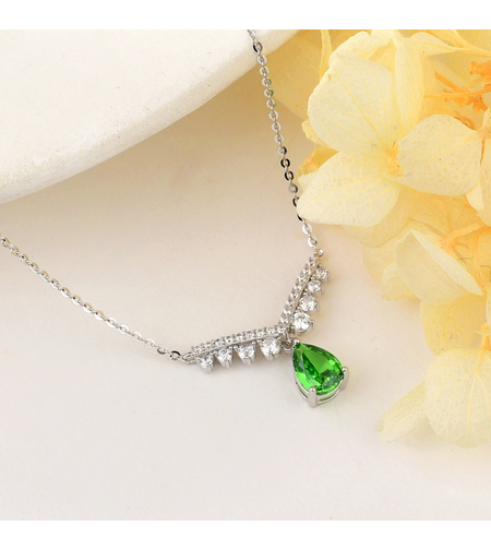 Сребърно колие зелени капки | Колекция Crushed Ice | Бижута Invoke