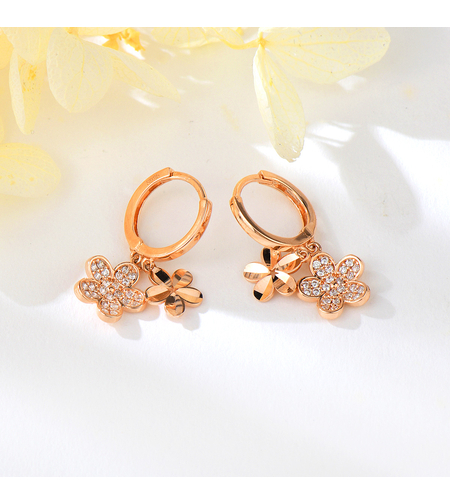 Сребърни обеци Цветя с розово позлатяване | колекция Delicate Silver | Бижута Invoke.bg