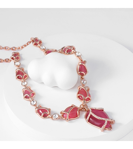 Колие розово позлатяване с котешко око | Колекция Rose Gold | Бижута Invoke.bg