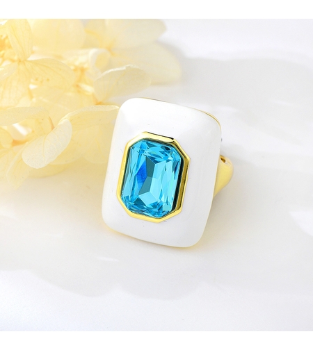 Пръстен жълто позлатяване кристали Swarovski | Колекция Luxury Secret | Бижута Invoke.bg