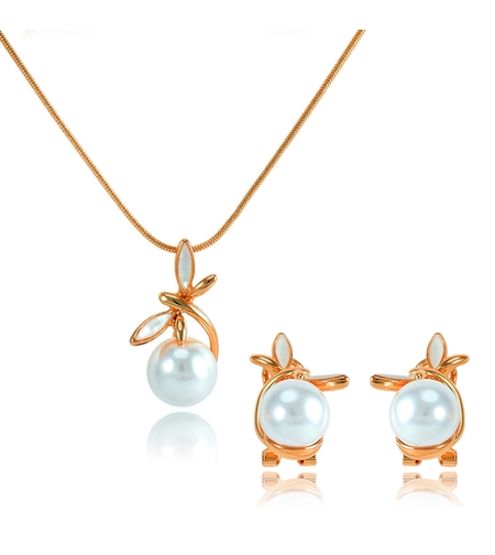 Комплект розово позлатяване водно конче и перла | Колекция Rose Gold | Бижута Invoke.bg