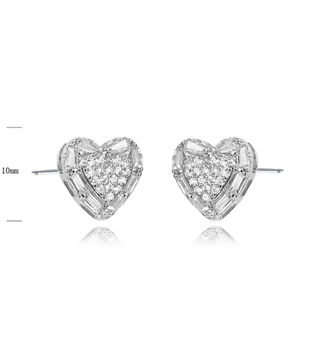 Сребърни обеци Сърца платинирано сребро | Колекция Silver Premium | Бижута Invoke.bg