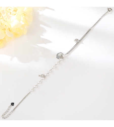 Сребърна гривна със седеф и перли | колекция Delicate Silver | Бижута Invoke.bg