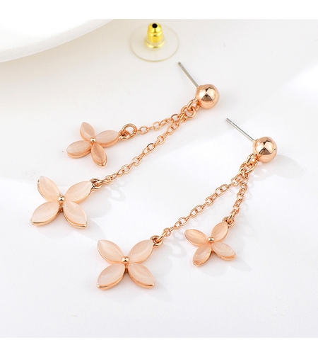 Обеци розово позлатяване пролетни котешко око | Колекция Rose Gold | Бижута Invoke