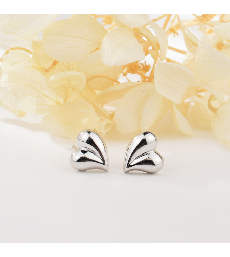 HEART STUD SILVER EARRINGS - 2700000062708