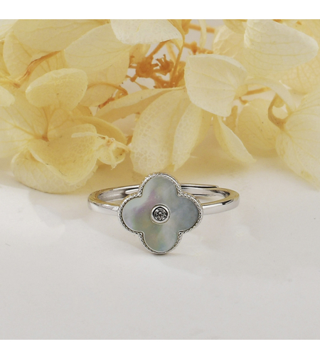 Сребърен пръстен цвете от седеф | Бижута Invoke.bg